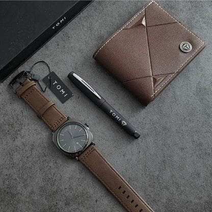 TOMI S8 Series T-084 Gift Set Watch With Wallet & Pen Quartz